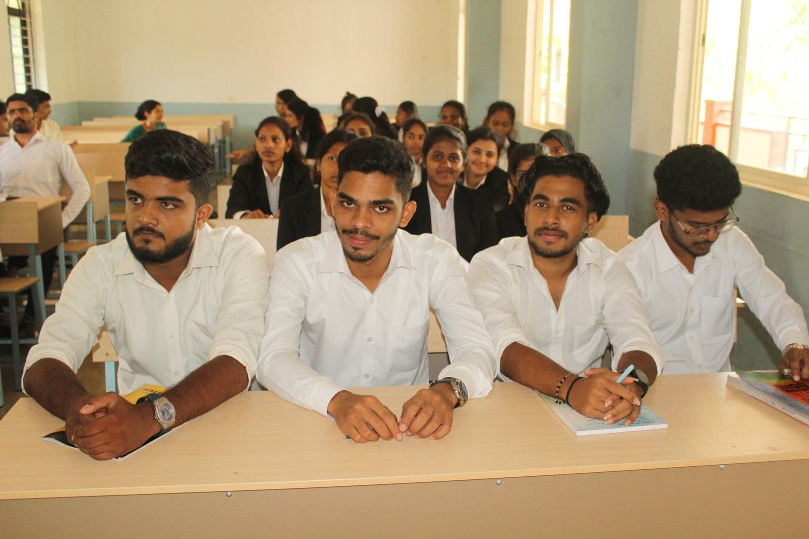 Students at a round-table session