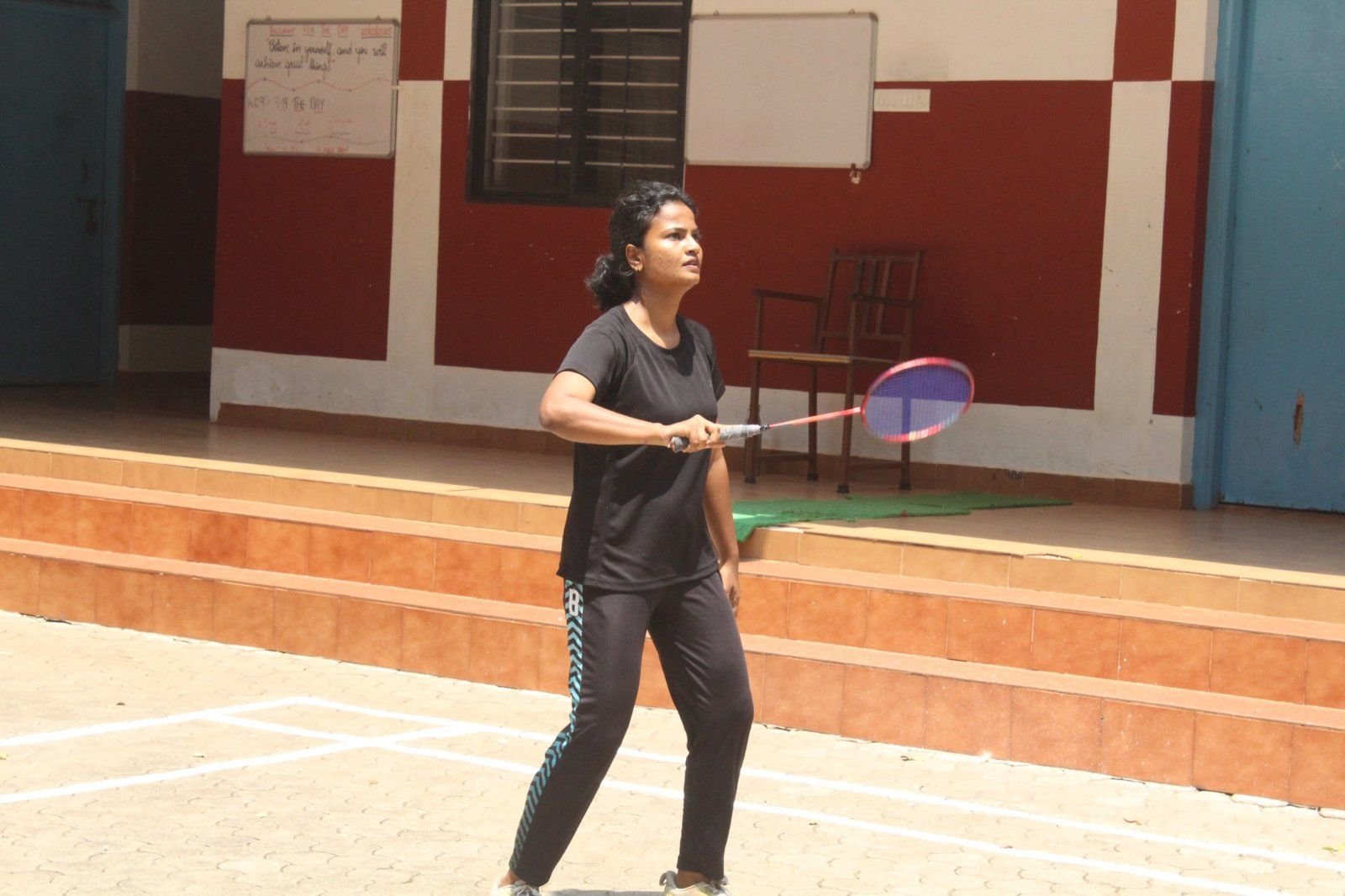 Playing badminton